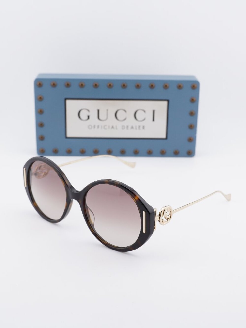 Gucci GG1202S 003 Round Sunglasses - Havana/Gold / Brown